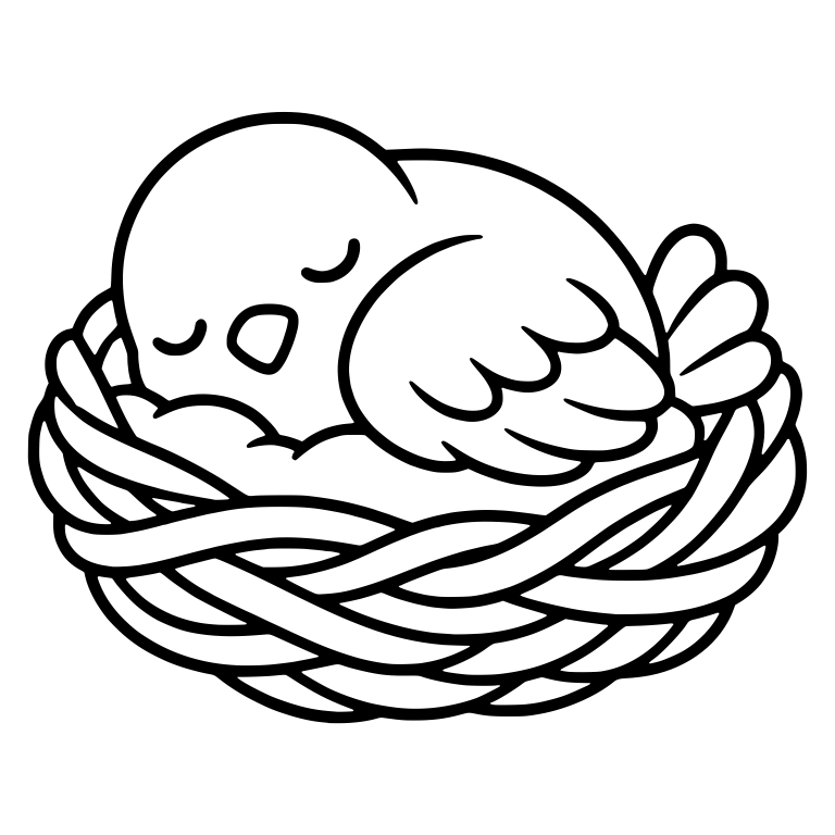 Sleeping Bird Curled Up in Woven Nest — free animal SVG cut file