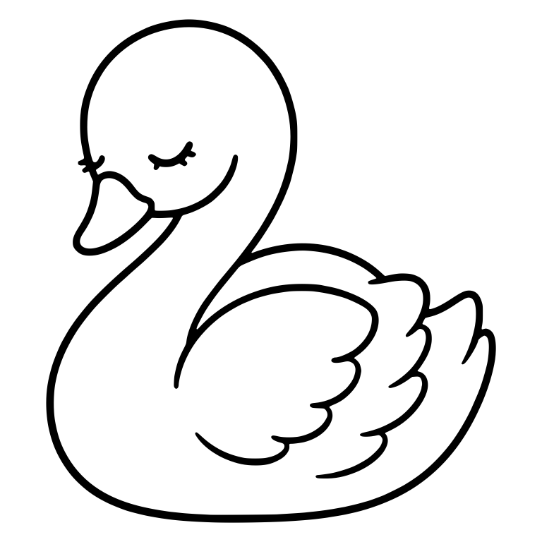 Kawaii Sleepy Swan With Long Lashes and Scalloped Wing — free animal SVG cut file