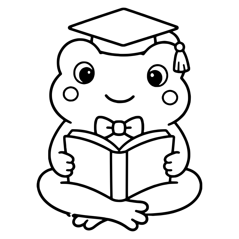 Graduate Frog in Cap and Bow Tie Reading a Book — free animal SVG cut file