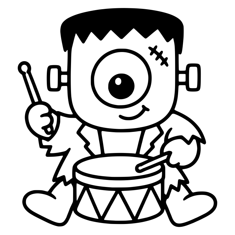 One-Eyed Frankenstein Monster Playing Snare Drum — free fantasy-creature SVG cut file