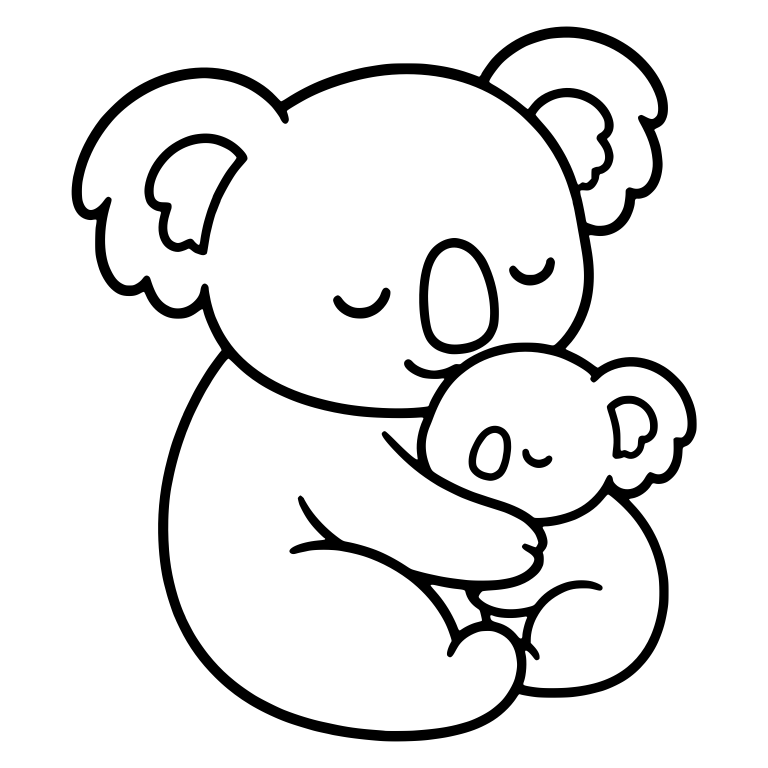 Koala Mom Resting Cheek on Sleeping Baby Koala — free animal SVG cut file