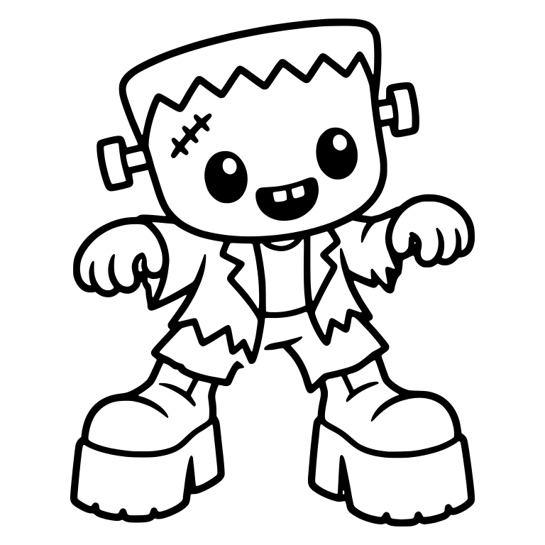 Cute Frankenstein Monster in Platform Boots — free fantasy-creature SVG cut file