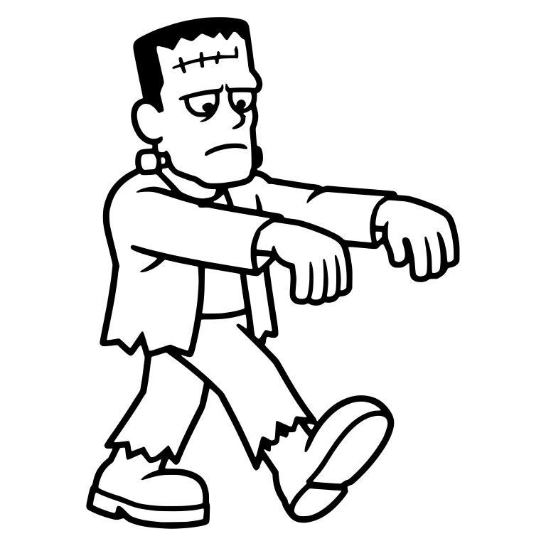 Retro Frankenstein Monster Zombie Walking Sad Face — free fantasy-creature SVG cut file