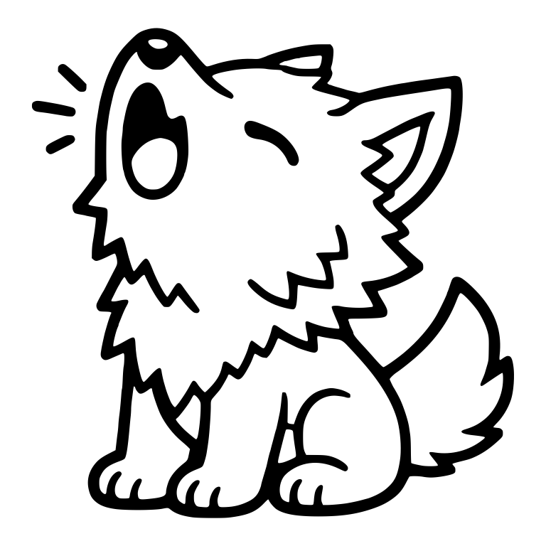 Howling Wolf Pup With Sound Lines and Fluffy Ruff — free animal SVG cut file