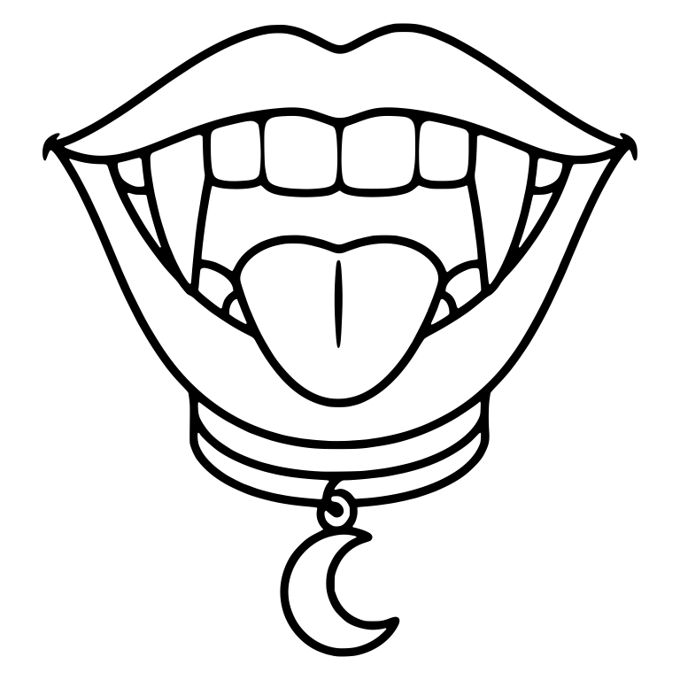 Vampire Mouth with Tongue Out and Crescent Moon Choker — free fantasy-creature SVG cut file