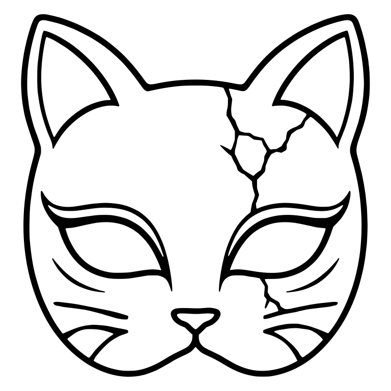 Cracked Cat Mask With Whisker Lines — free objects SVG cut file