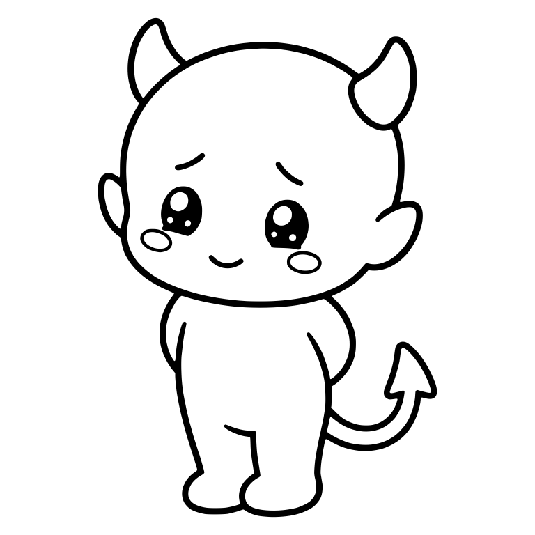 Bashful Little Devil Standing with Hands Behind Back — free fantasy-creature SVG cut file