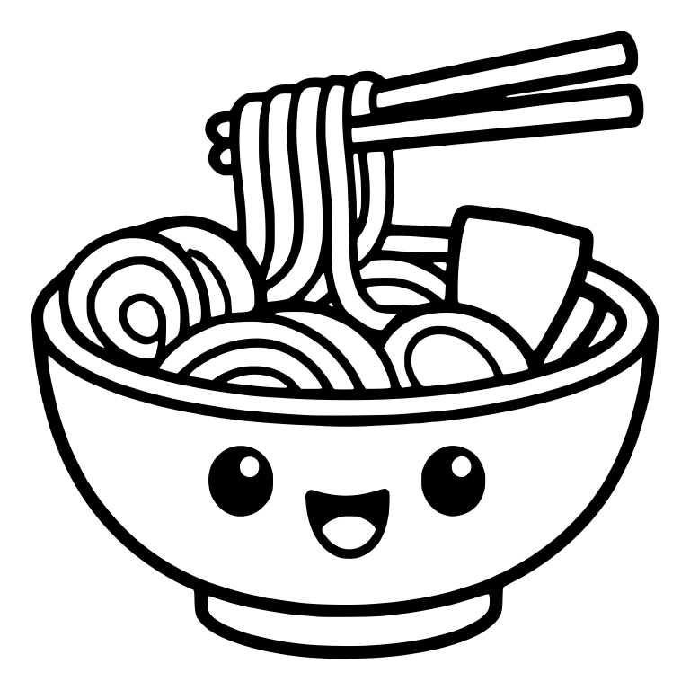 Ramen Bowl With Rolled Fish Cake And Square Nori — free food SVG cut file