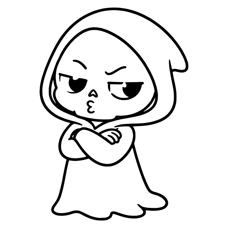 Sassy Grim Reaper Arms Crossed With Pursed Lips — free characters SVG cut file