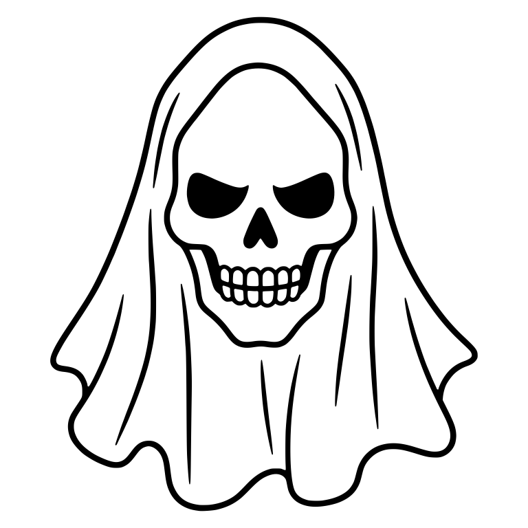 Scowling Skull Under a Draped Ghost Shroud — free skeleton SVG cut file