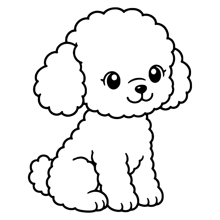 Toy Poodle Puppy Sitting Sideways With Pompom Tail — free animal SVG cut file