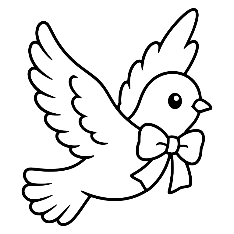 Flying Dove With Raised Wings and Neck Bow — free animal SVG cut file