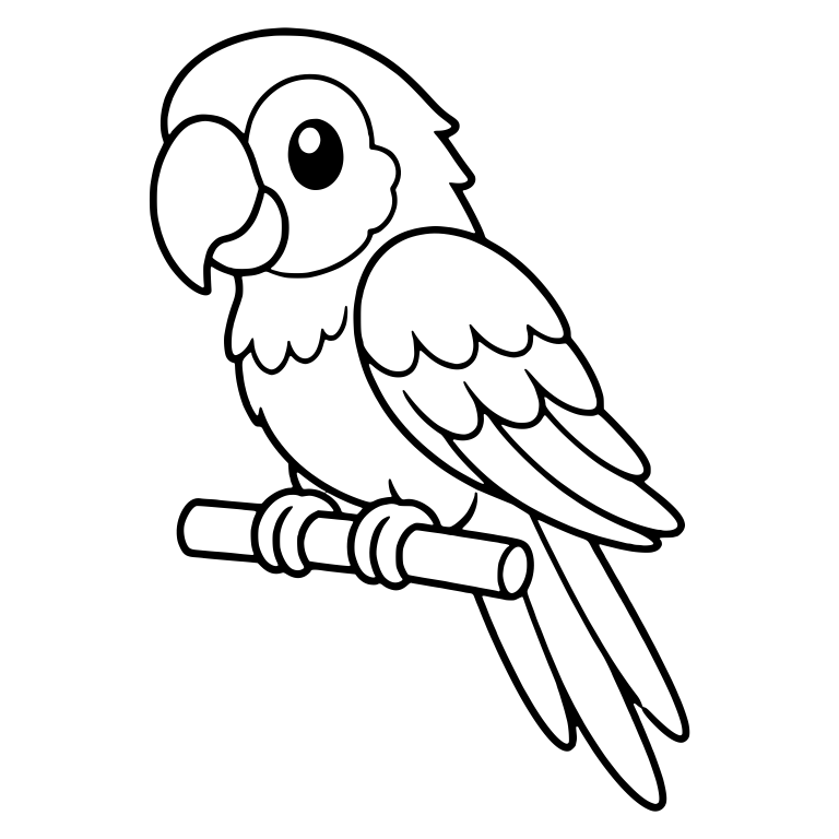 Macaw Perched on a Bar Looking Left with Long Tail — free animal SVG cut file