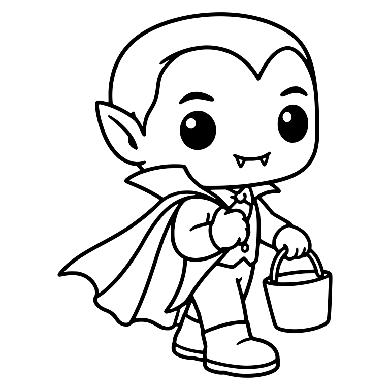 Little Vampire With Flowing Cape Carrying a Pail — free fantasy-creature SVG cut file