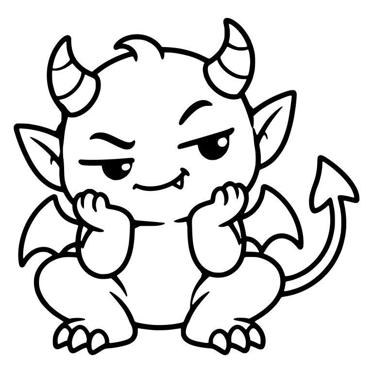 Smirking Horned Demon Sitting With Chin on Fists — free fantasy-creature SVG cut file