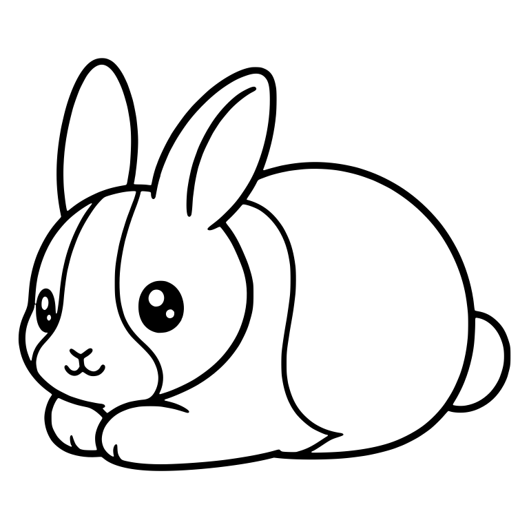 Kawaii Dutch Bunny Lying With Crossed Front Paws — free animal SVG cut file