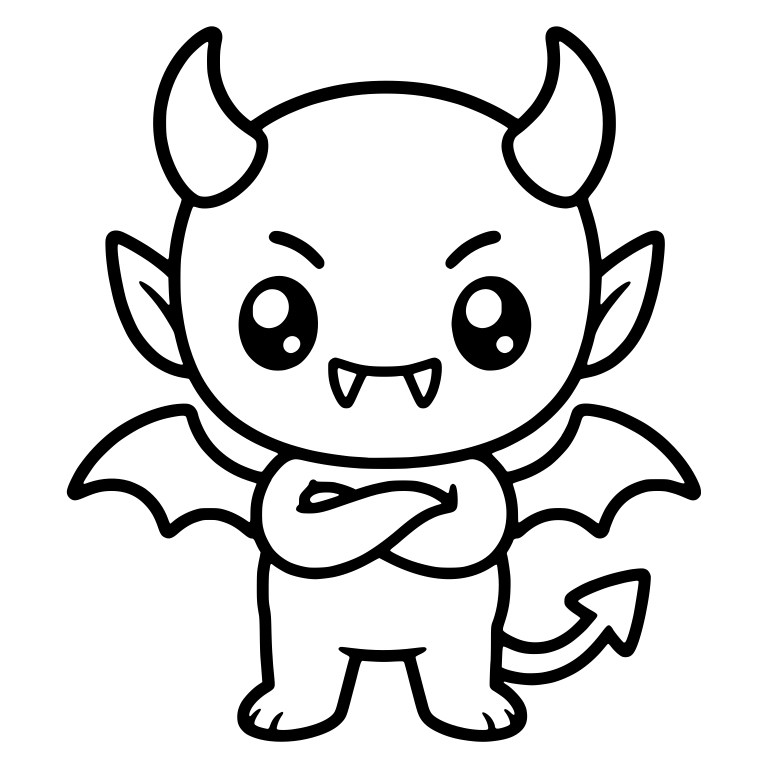Grumpy Little Devil Standing With Arms Crossed — free fantasy-creature SVG cut file