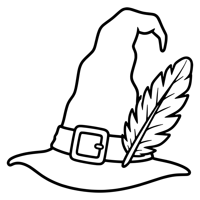 Witch Hat with Large Plume Feather and Square Buckle — free objects SVG cut file