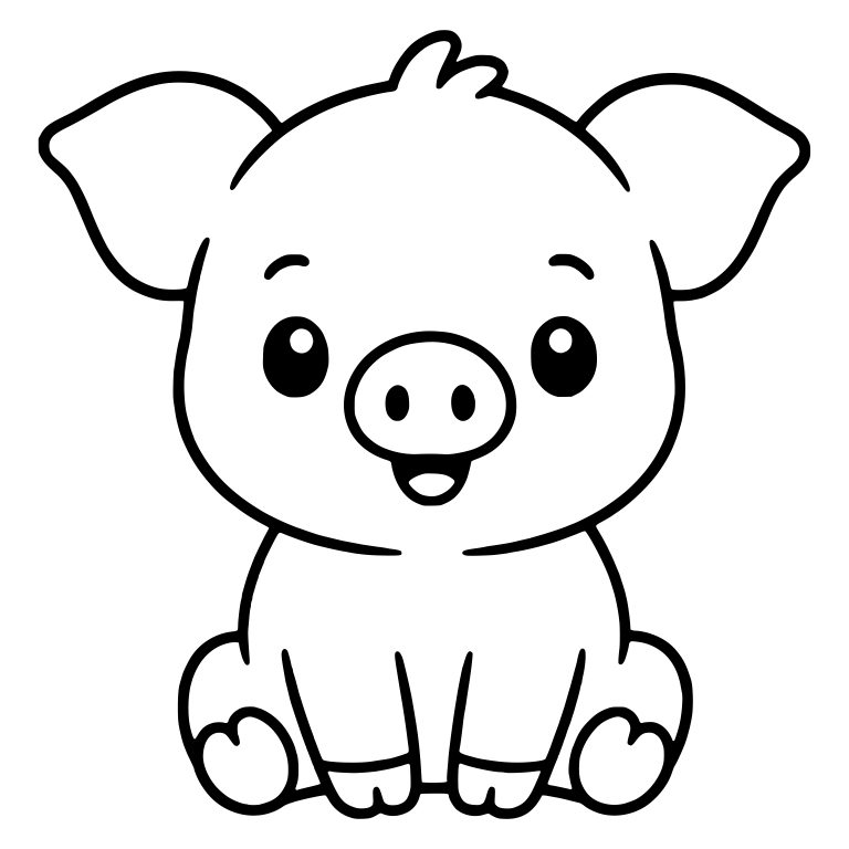 Sitting Piglet with Hair Tuft and Big Floppy Ears — free animal SVG cut file