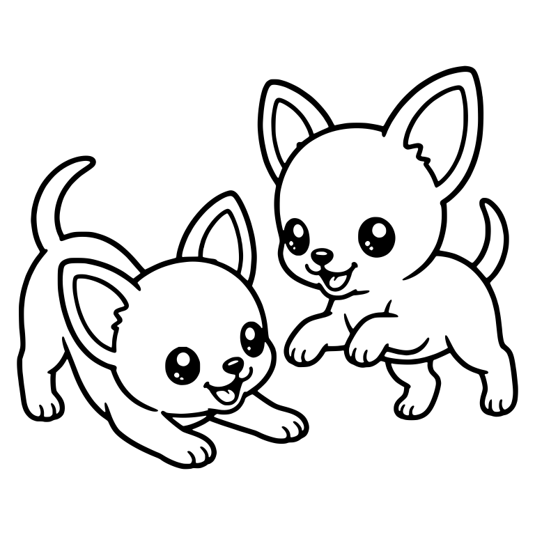 Two Playful Chihuahua Puppies In Play Bow And Pounce — free animal SVG cut file