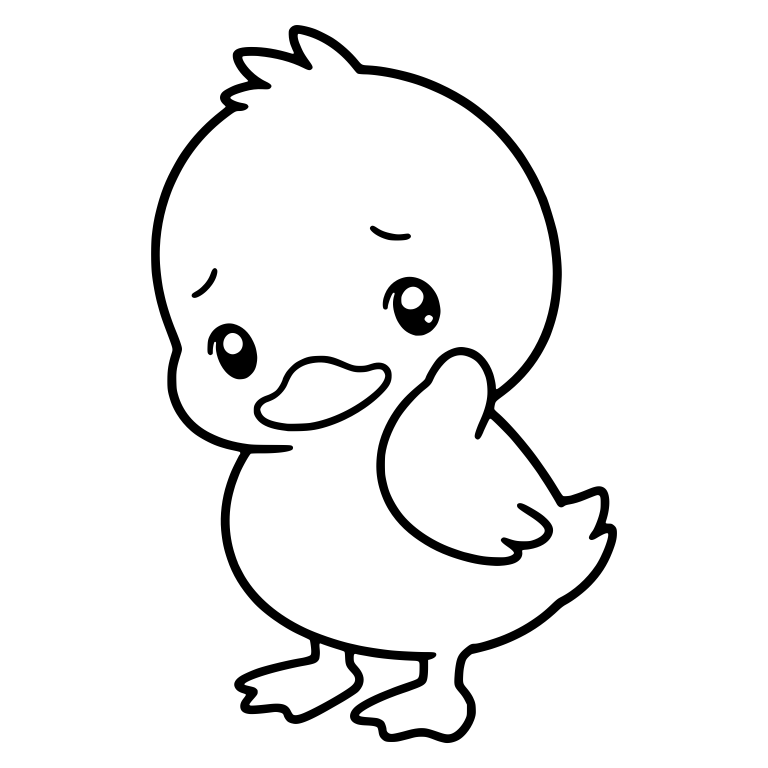 Shy Duckling Tilting Head With Wing at Cheek — free animal SVG cut file