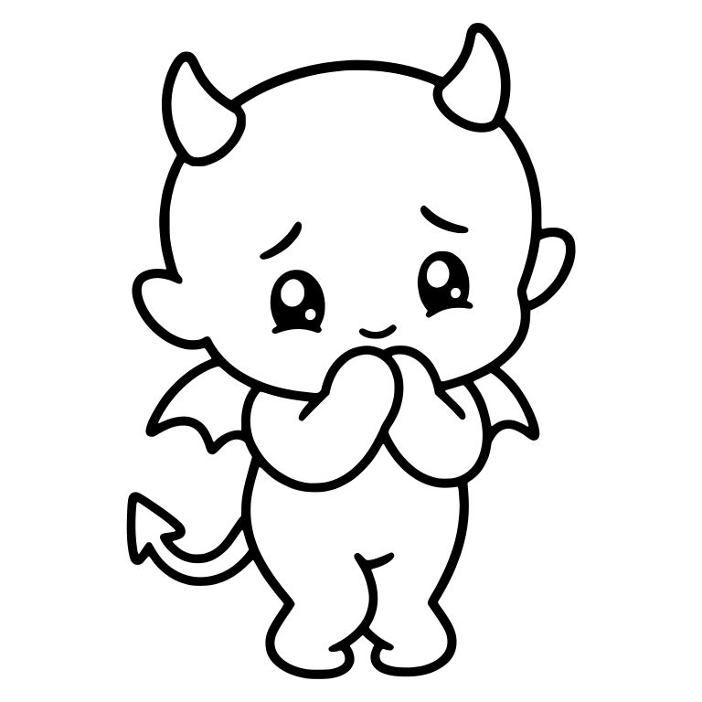 Worried Little Devil Clasping Hands with Bat Wings — free fantasy-creature SVG cut file