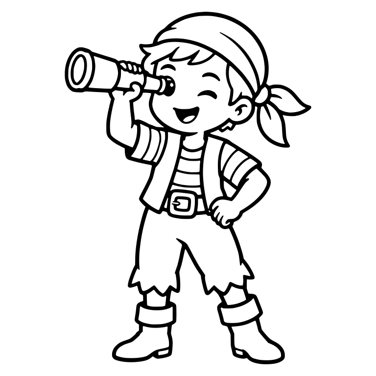 Pirate Boy Looking Through a Spyglass — free characters SVG cut file