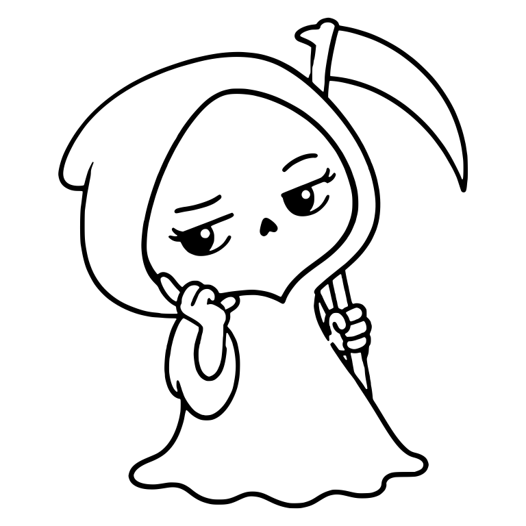 Sassy Grim Reaper Tilting Head With Finger On Chin — free characters SVG cut file