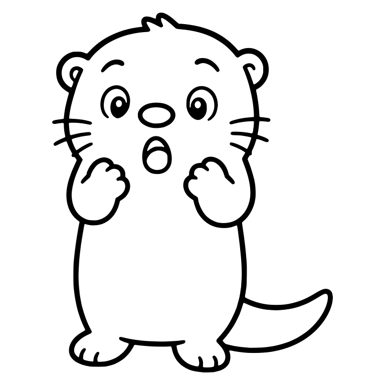 Startled Kawaii Otter Standing with Fists Up — free animal SVG cut file