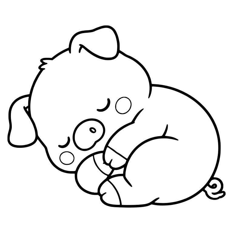 Piglet Curled Up Asleep With Round Cheeks — free animal SVG cut file