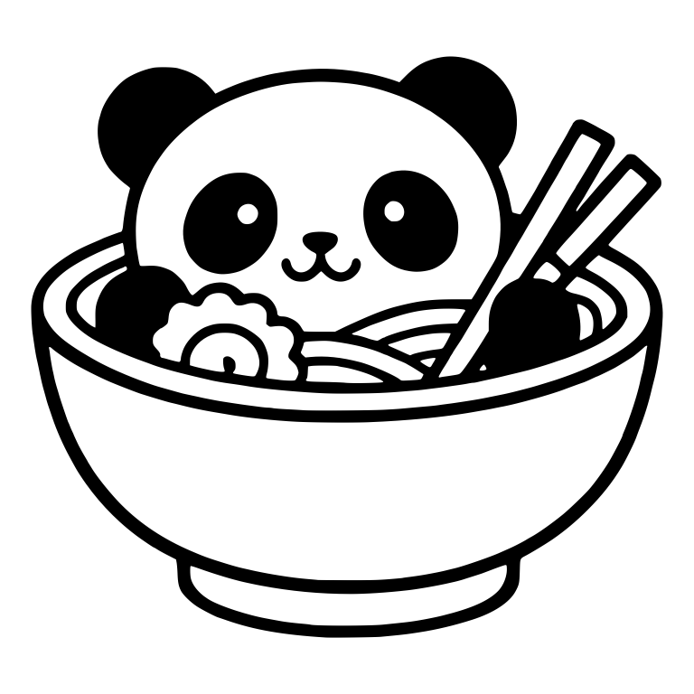 Panda in Ramen Bowl Holding Chopsticks — free animal SVG cut file