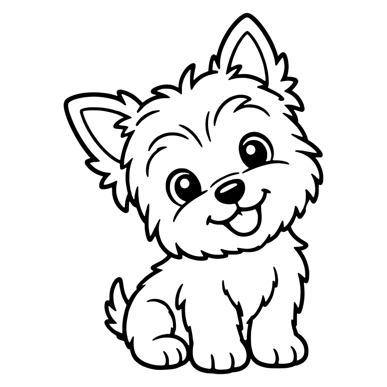 Yorkie Puppy Sitting Sideways With Big Grin — free animal SVG cut file