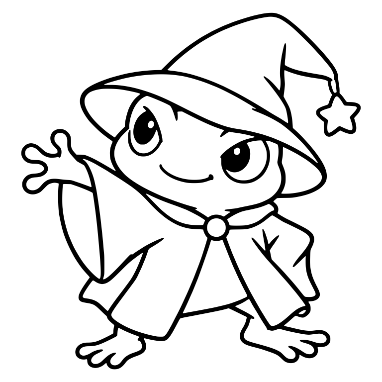 Smiling Frog Wizard With Star-Tipped Hat — free animal SVG cut file