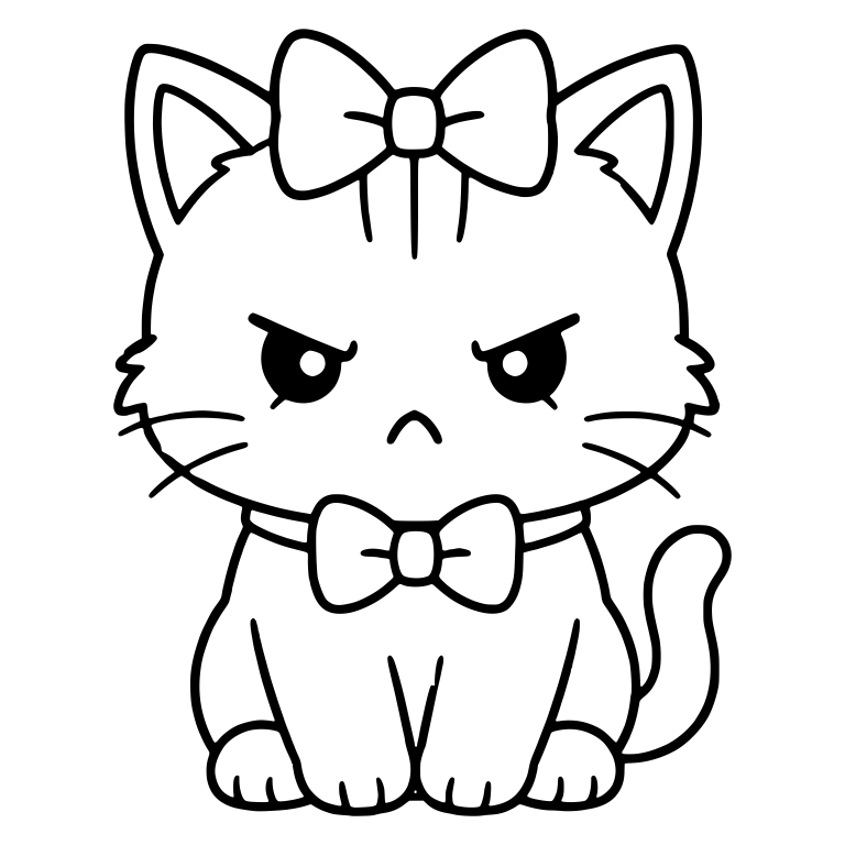 Irritated Kitten With Head Bow And Bow Tie — free animal SVG cut file