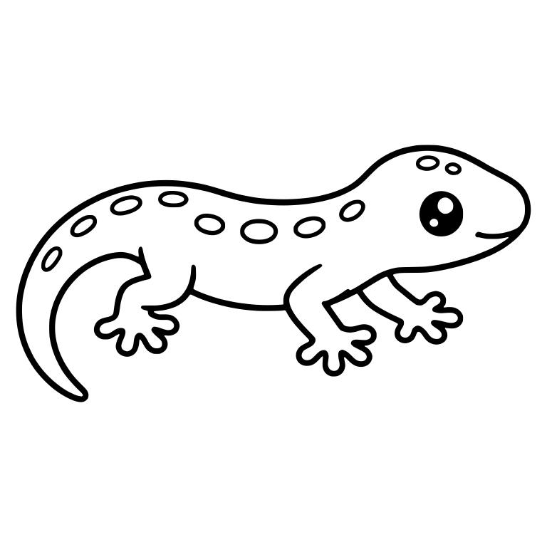 Spotted Gecko Walking Right with Long Curved Tail — free animal SVG cut file