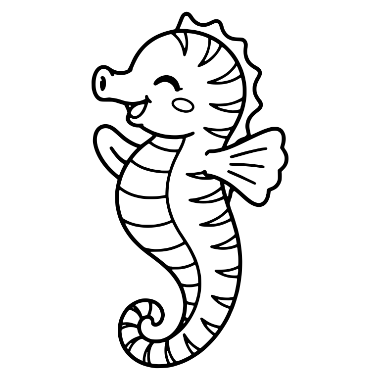 Laughing Striped Seahorse Waving One Fin — free animal SVG cut file