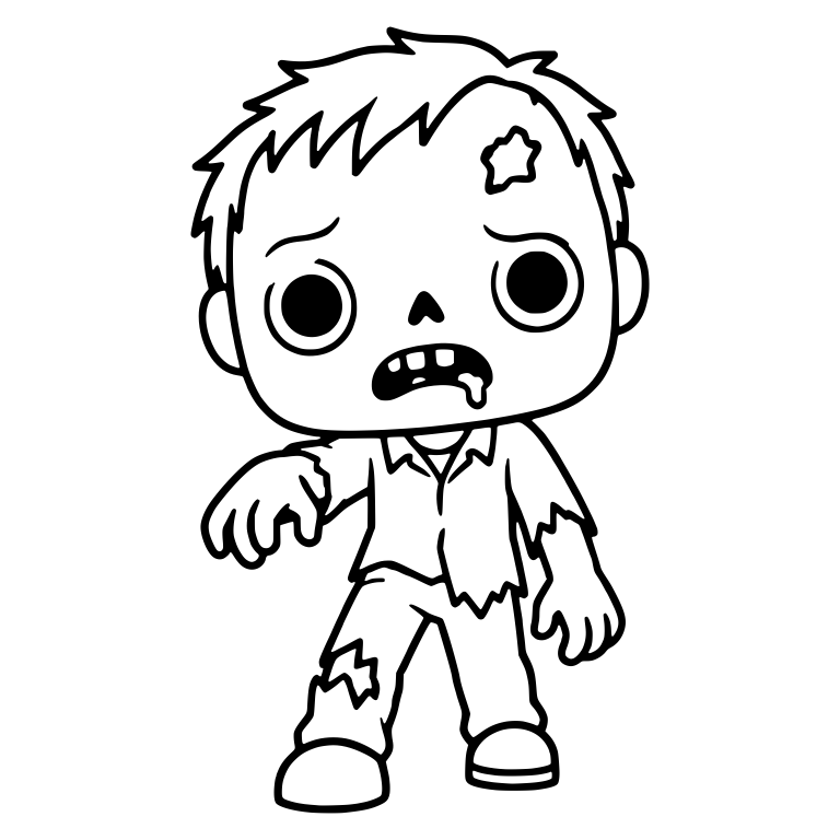 Zombie Boy With Spiky Hair And Torn Button-Up Shirt — free fantasy-creature SVG cut file