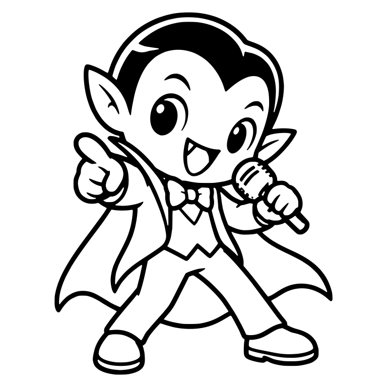 Pointing Vampire Singer Holding Microphone — free fantasy-creature SVG cut file