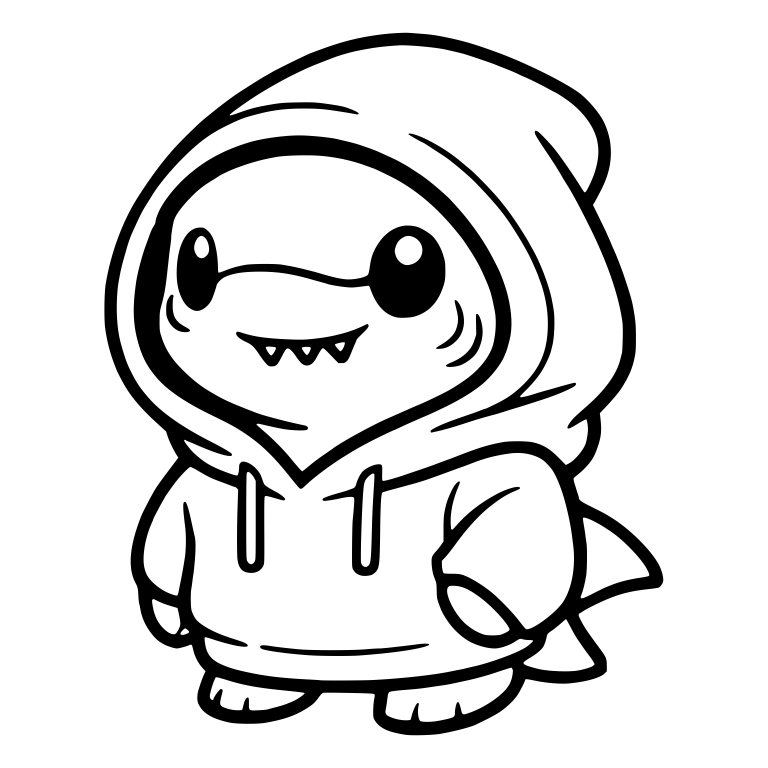 Chibi Shark in Oversized Hoodie With Tail Fin — free animal SVG cut file