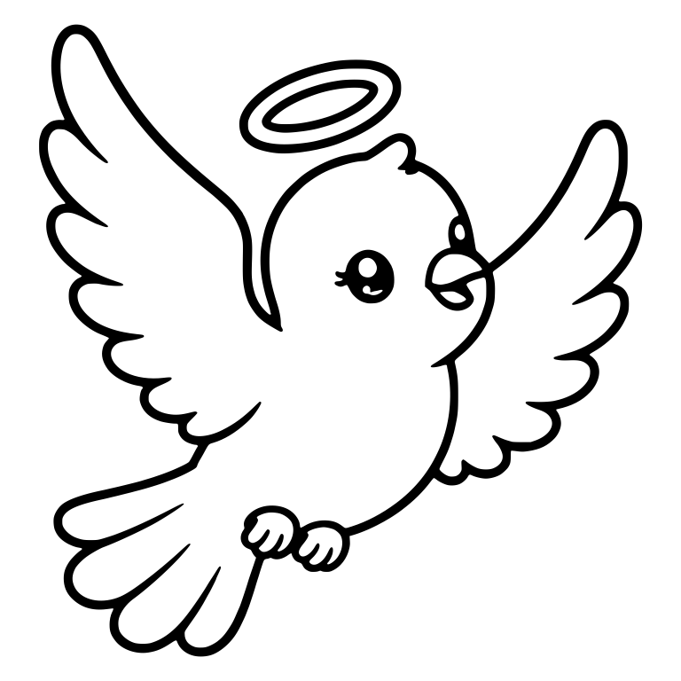 Flying Angel Dove with Halo and Raised Wings — free animal SVG cut file