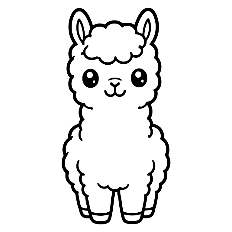 Front-Facing Standing Llama Cria With Fluffy Chest — free animal SVG cut file
