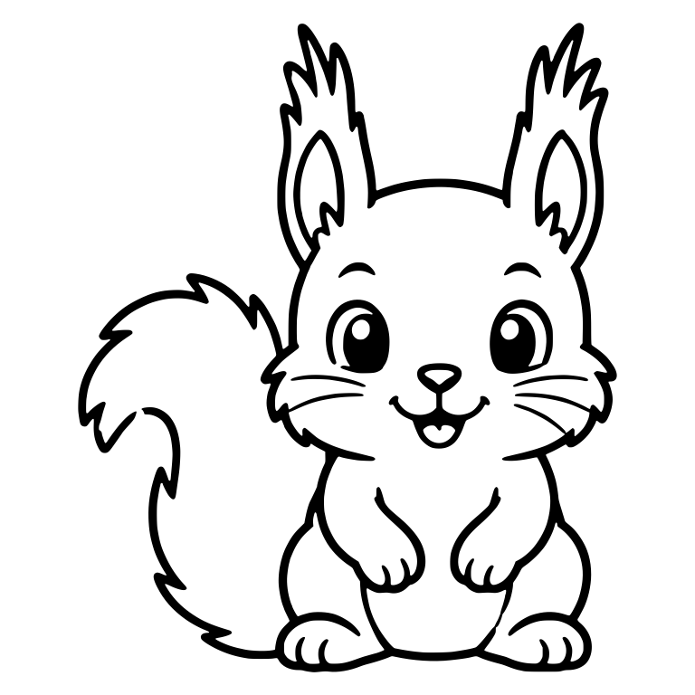 Whiskered Squirrel Sitting Upright with Tail on the Left — free animal SVG cut file