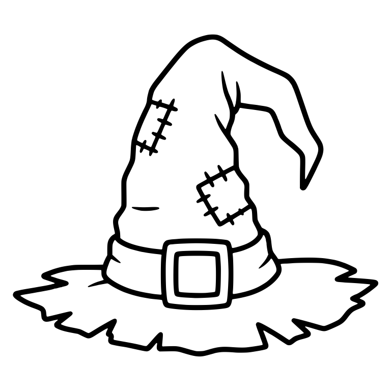 Patched Witch Hat with Ragged Brim and Square Buckle — free objects SVG cut file