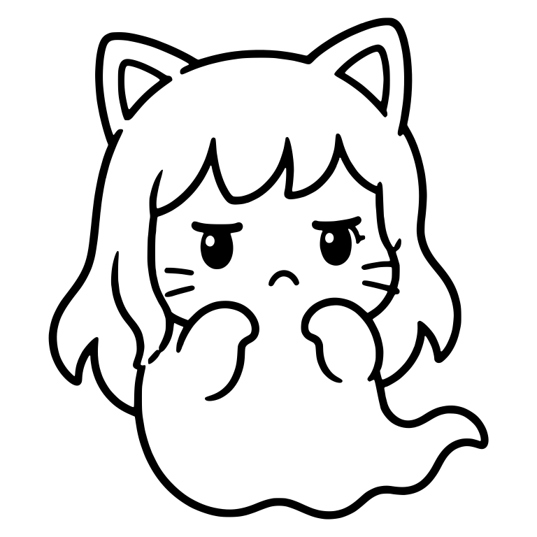 Pouting Ghost Girl With Cat Ears and Whiskers — free fantasy-creature SVG cut file