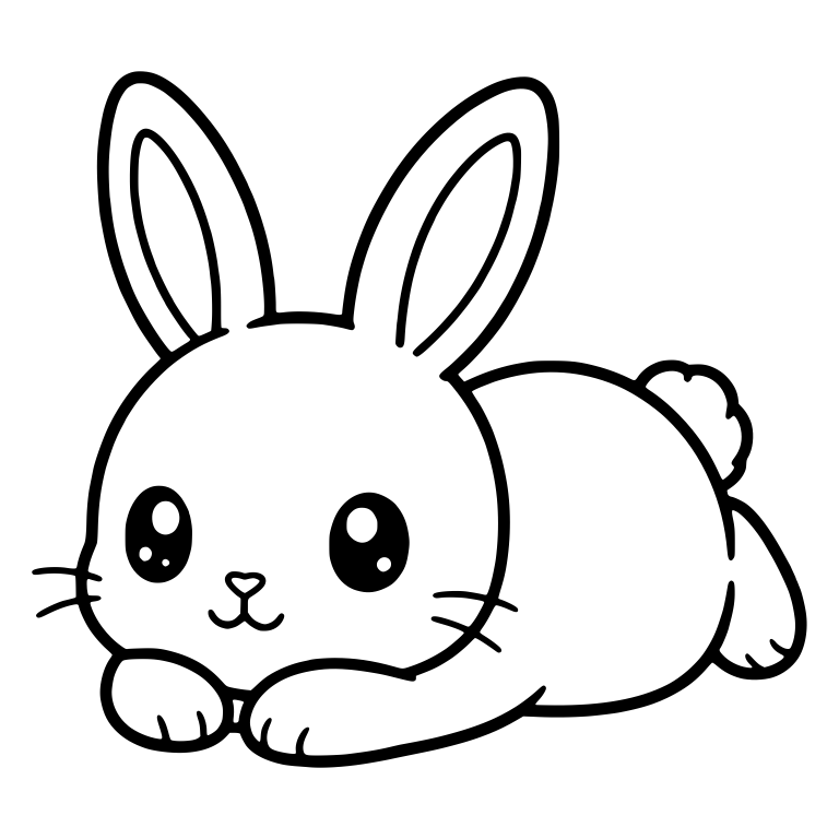 Cute Bunny Lying Down With Paws Forward and Whiskers — free animal SVG cut file