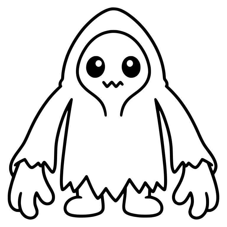Hooded Monster with Ragged Cloak and Long Arms — free fantasy-creature SVG cut file