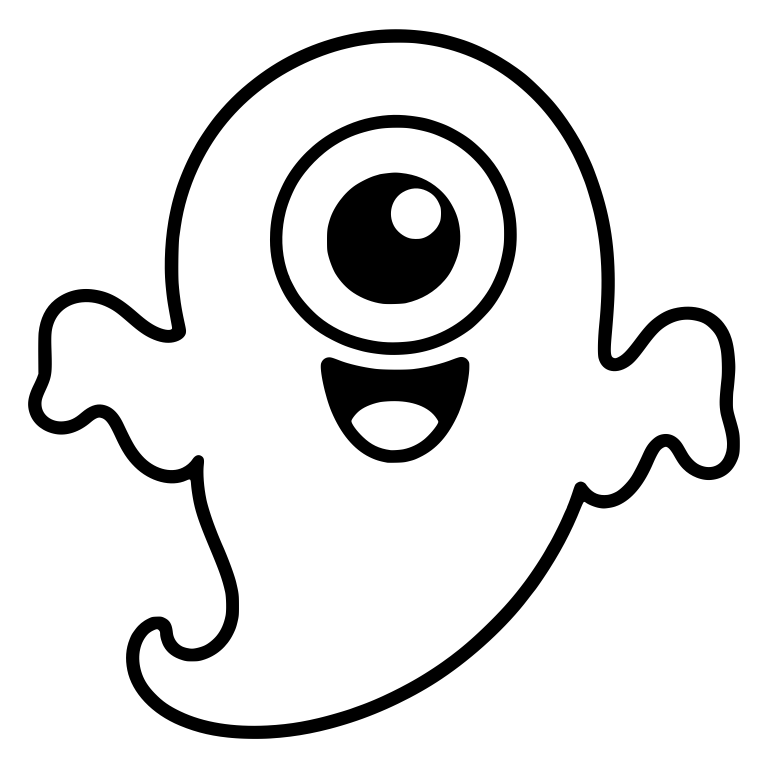 One Eyed Ghost With Open Smile And Curly Tail — free fantasy-creature SVG cut file