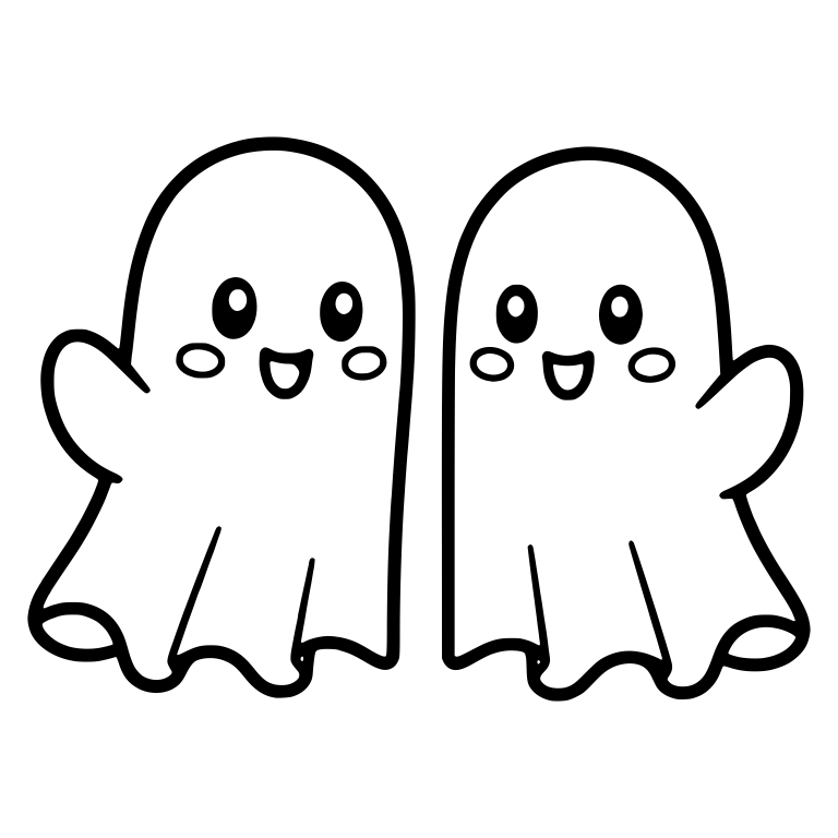 Twin Ghosts With Raised Arms and Rosy Cheeks — free fantasy-creature SVG cut file