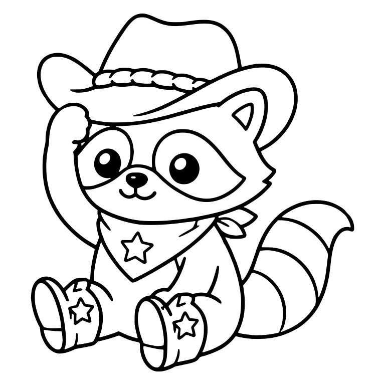 Sitting Cowboy Raccoon Tipping Hat — free animal SVG cut file