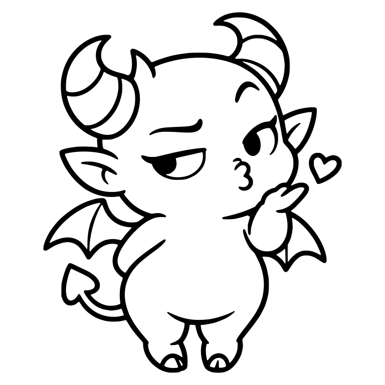 Side-Eyeing Devil Blowing Kiss With Floating Heart — free fantasy-creature SVG cut file